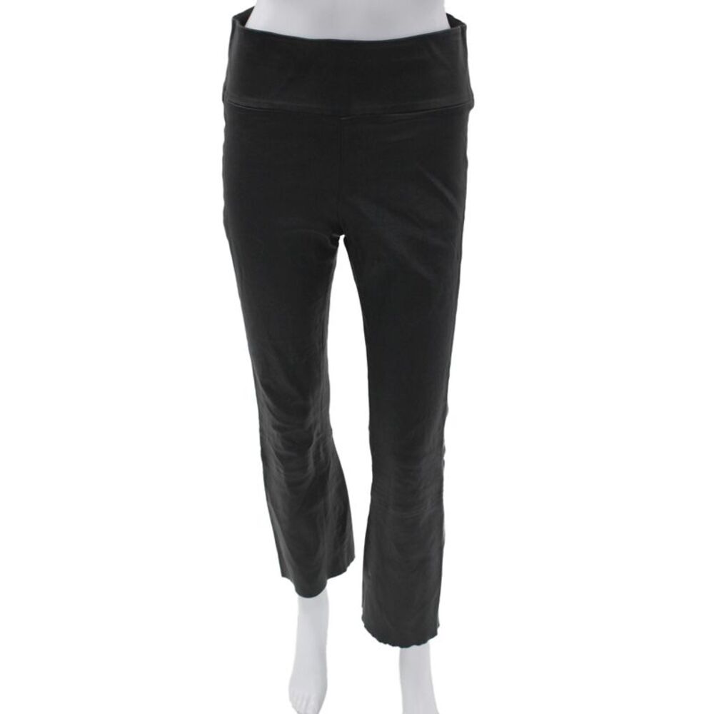 SPRWMN Women Black Capri Cropped Leggings Polyester Spandex Nylon Size M